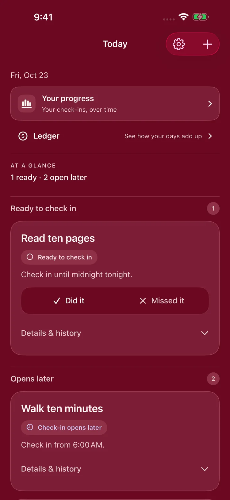 PledgeIt Today screen with pledges ready to check in